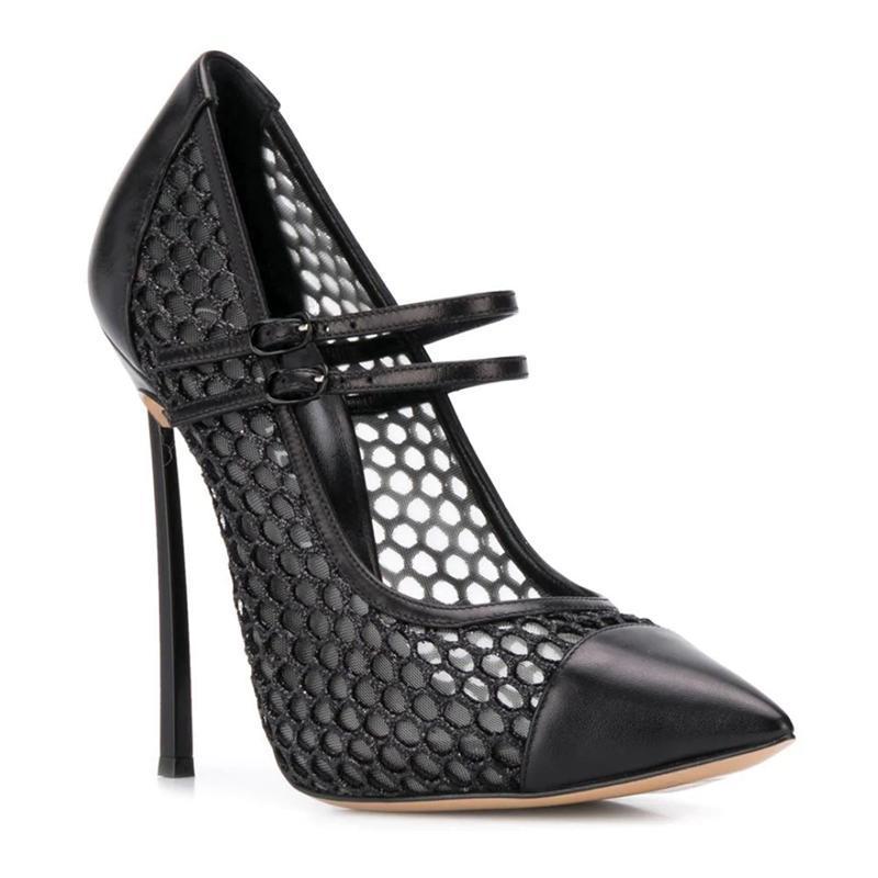 Mesh Strap Metal - Zapatos de tacón sexis de malla