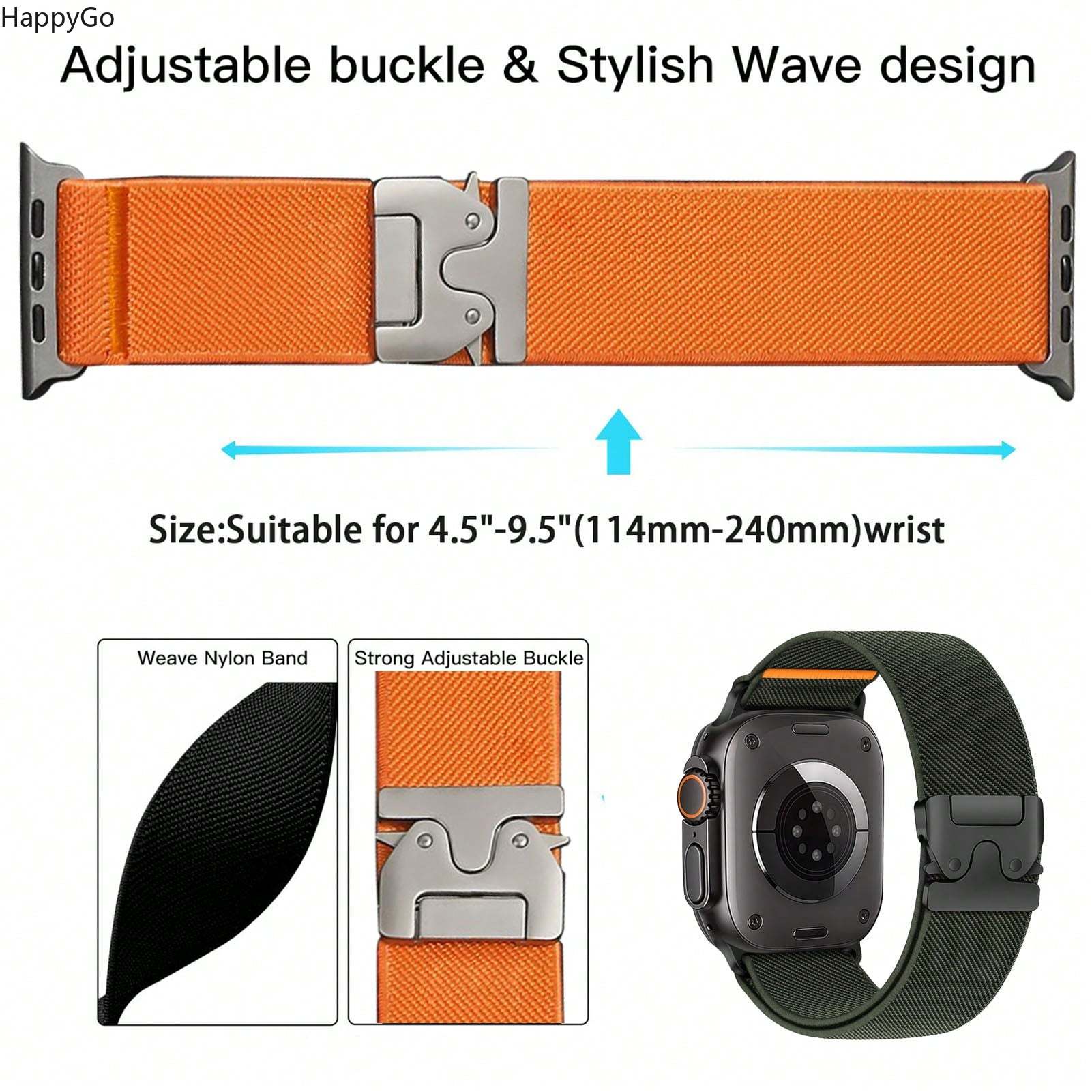 Parachute Strap Elastic - Correa de nailon elástica ancha con