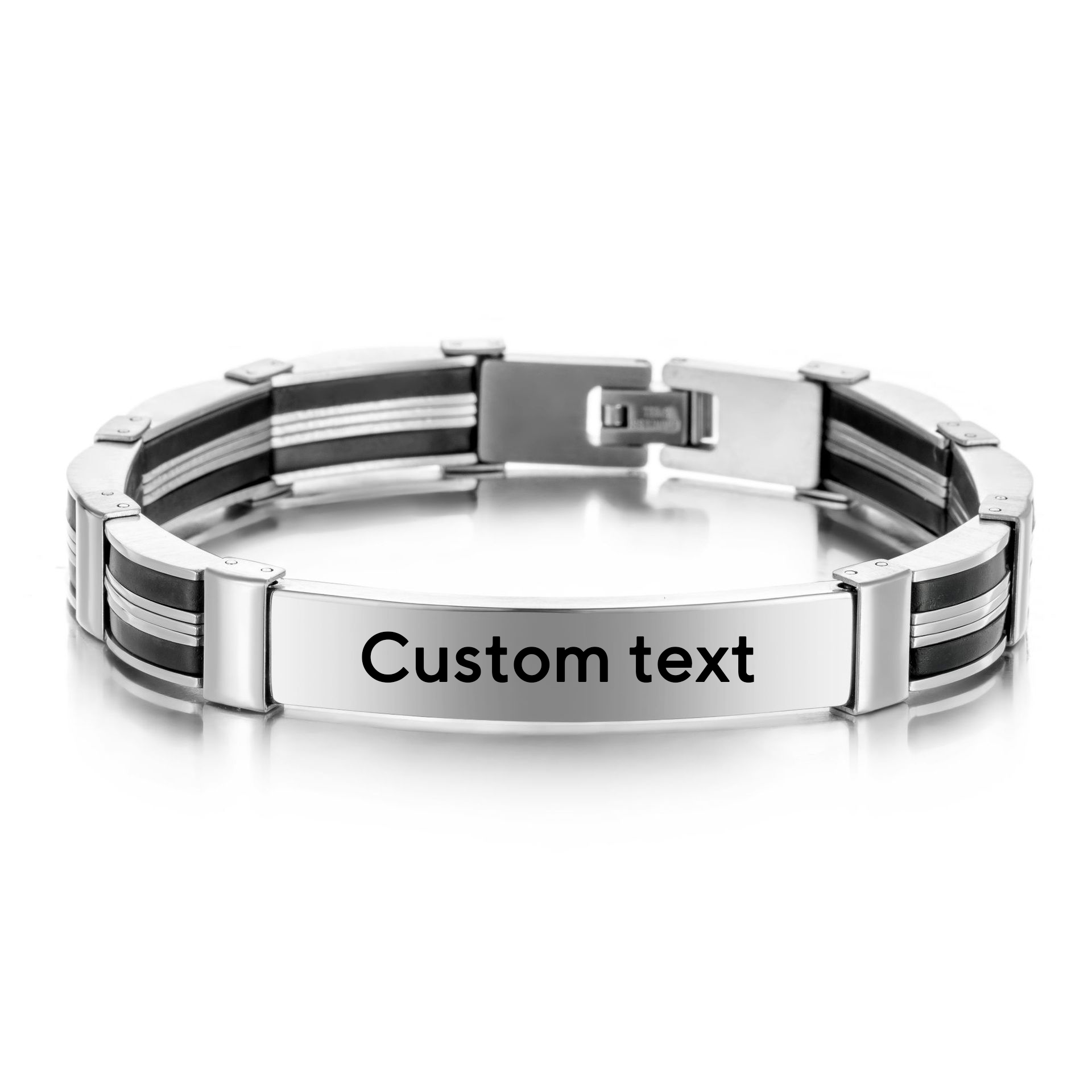 Silicone Band Women - Pulsera de acero inoxidable con texto