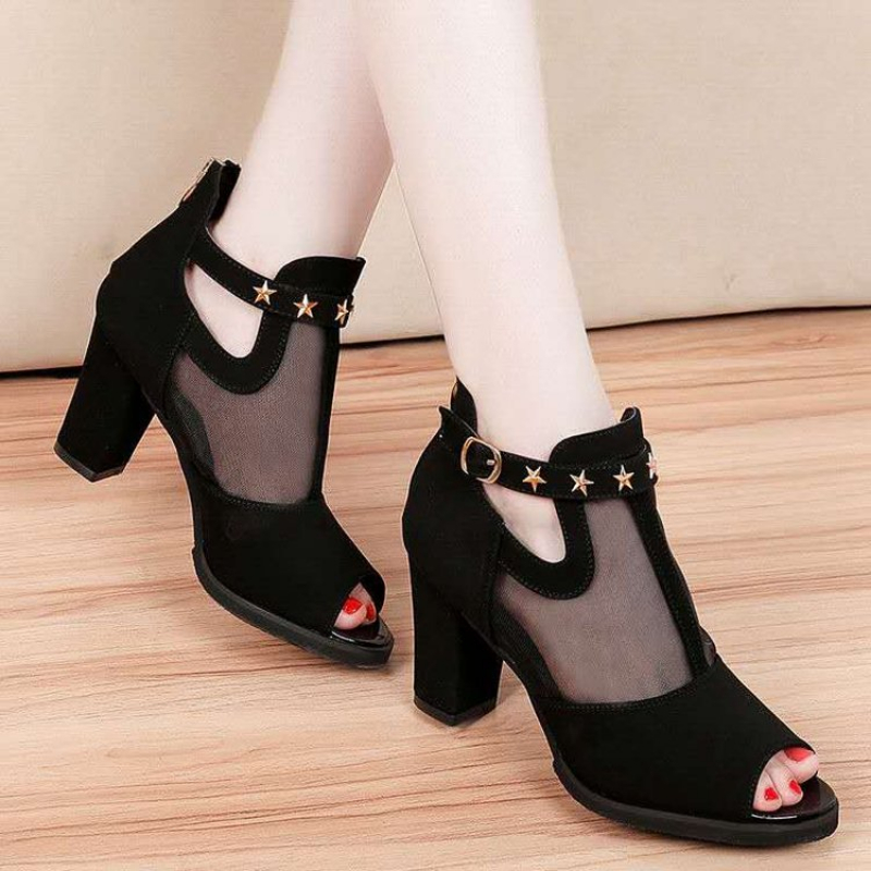 Mesh Strap Metal - Sandalias de tacón alto de plataforma