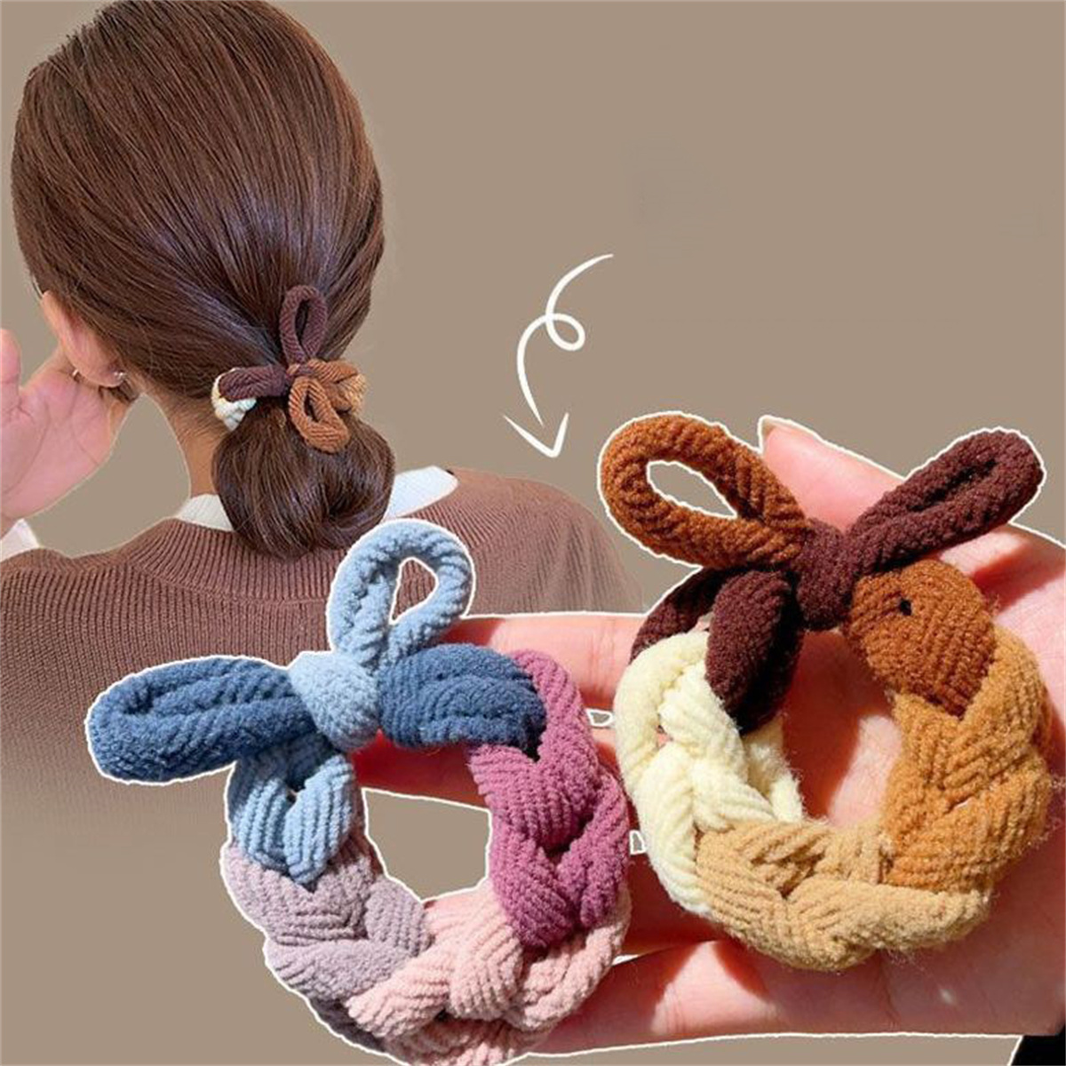 Silicone Band Women - Cuerda de pelo tejida a mano