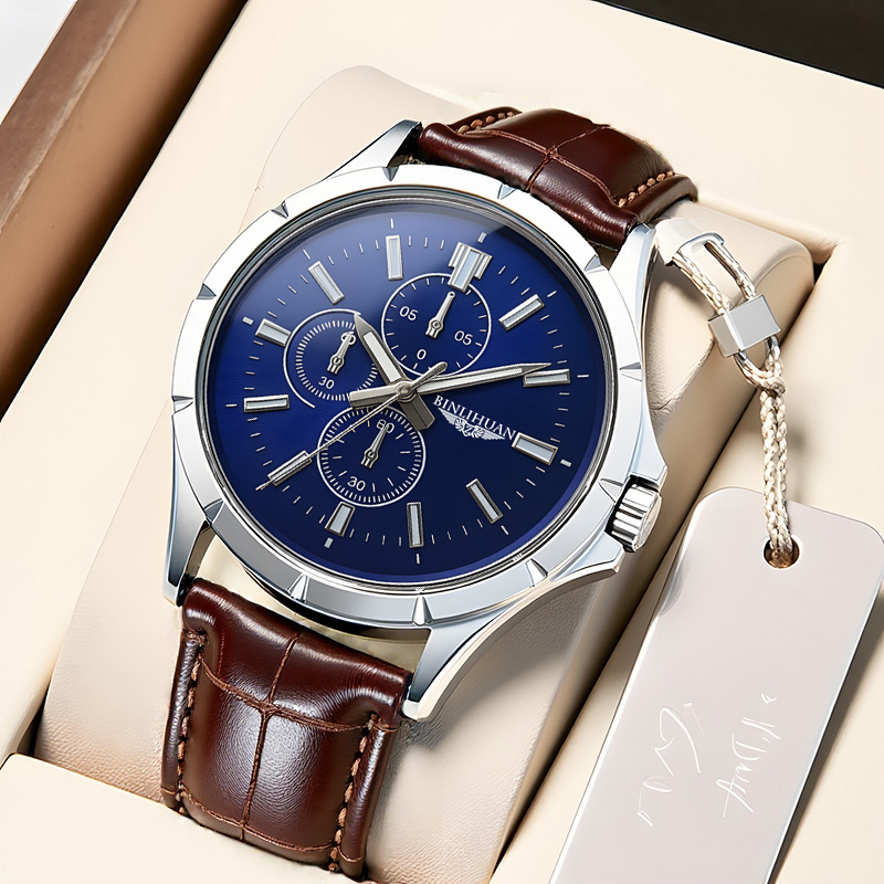Reloj de Cuarzo Cronógrafo par - Leather Watch Band Men reseña y precio