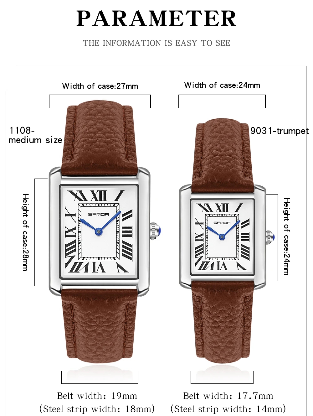 Sanda-Relojes de pulsera recta - Leather Watch Band Men reseña y precio