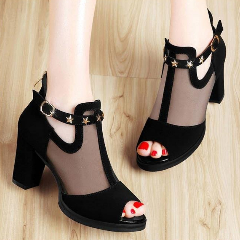 Sandalias de tacón alto de pla - Mesh Strap Metal reseña y precio