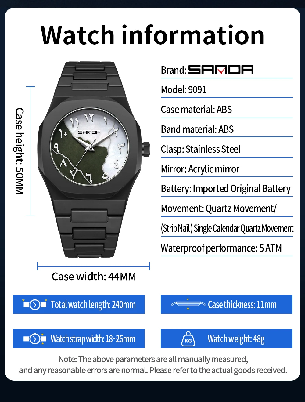 Reloj de Cuarzo SANDA 2025 de  - Rubber Strap Diver reseña y precio