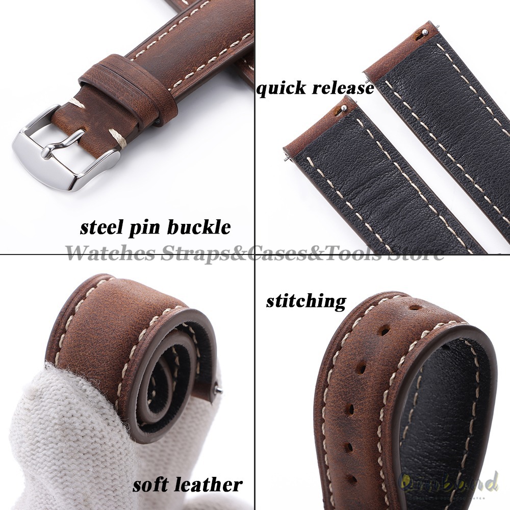 Correa de reloj de cuero de va - Leather Strap Quick Release reseña y precio